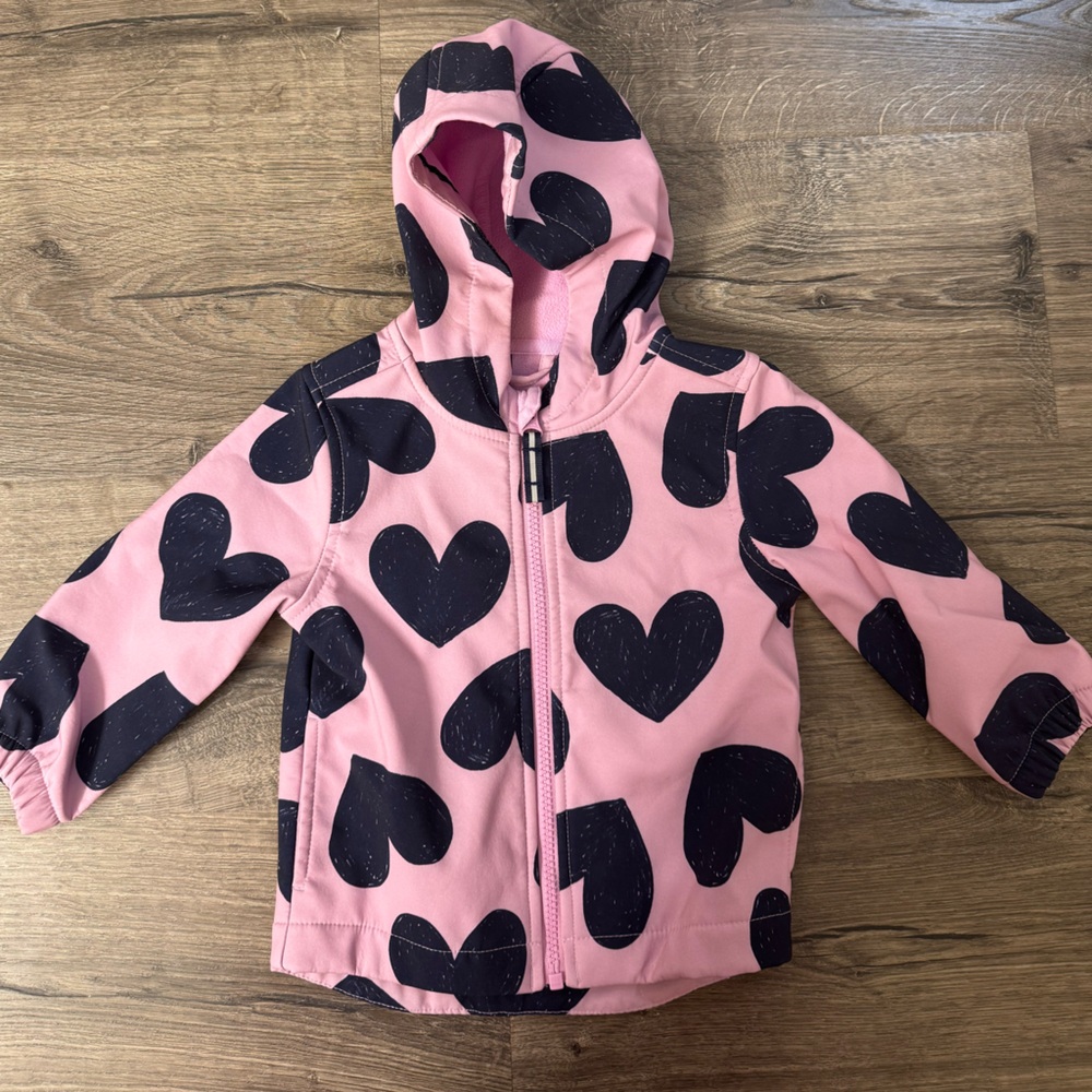 Cat & Jack Pink Hoodie with Black Heart Design